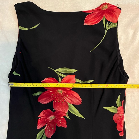 Vintage Studio I Midi Floral Dress Gown Black Flowy Size 8 - Picture 4 of 4